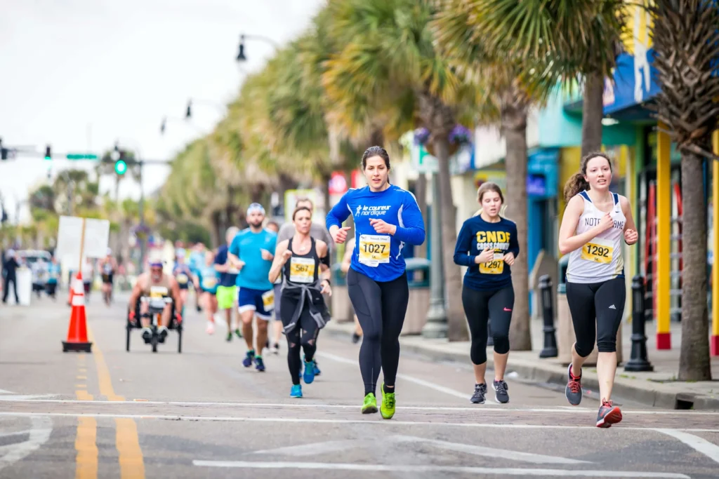 few women running a marathon