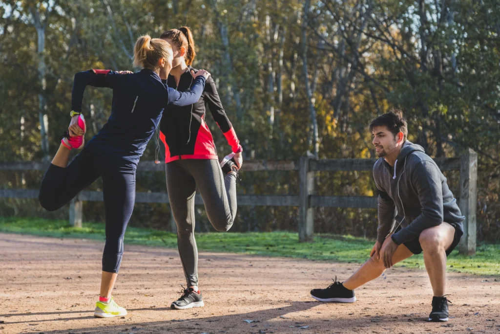 Sporty People preparing before starting to run